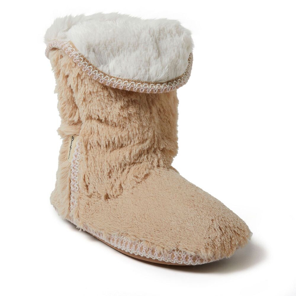 

Dearfoams Женские тапочки из искусственного меха со складками, цвет Latte