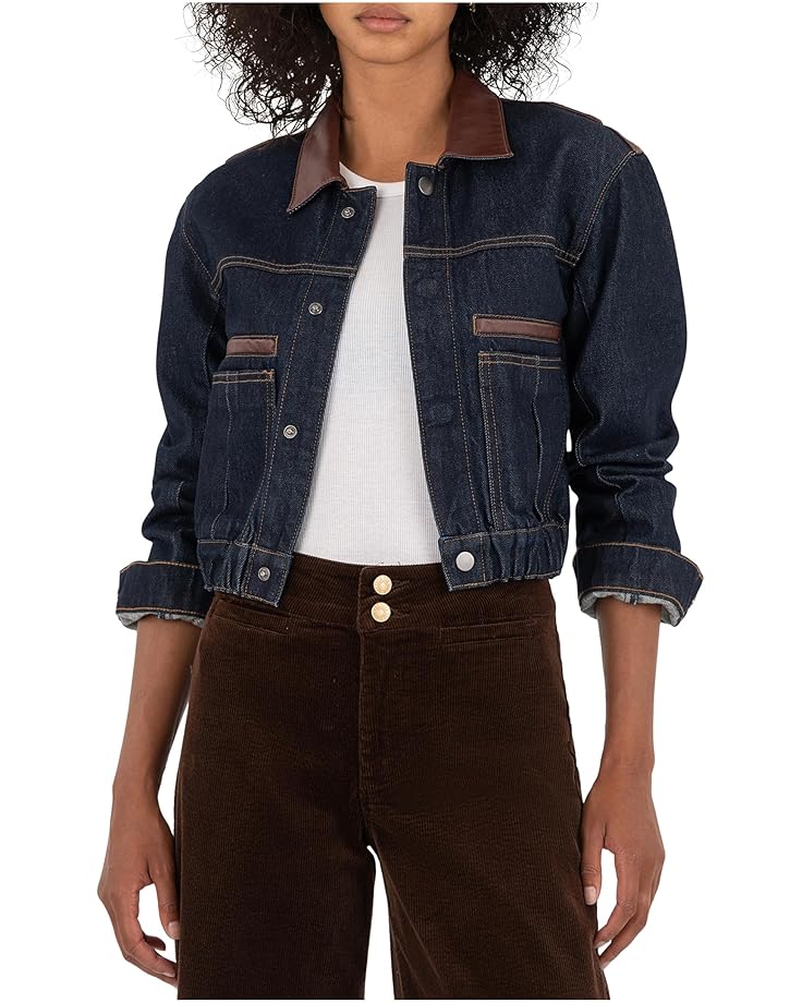 

Женское пальто KUT from the Kloth Ella Button Front Jacket Contrast, Dark Wash