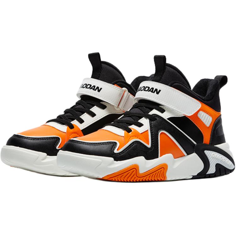 Детские кроссовки для скейтбординга Anti-Kick Warmth Mid Top для подростков QIAODAN, черный/оранжевый — фото 2