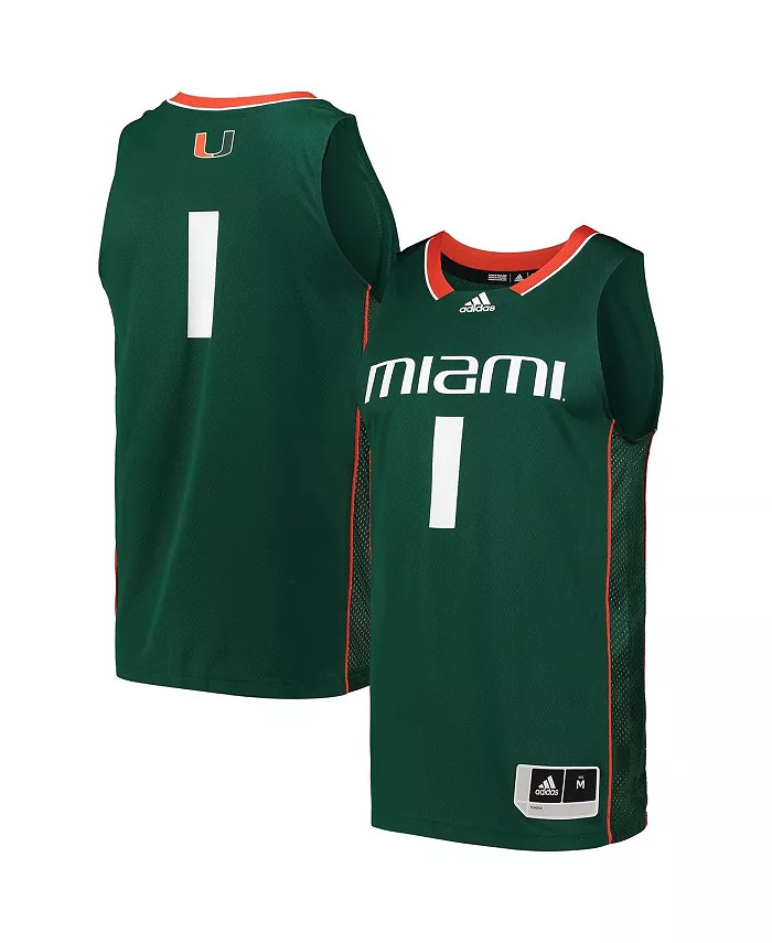 

Мужская баскетбольная майка Miami Hurricanes Team Swingman №1 adidas, зеленый