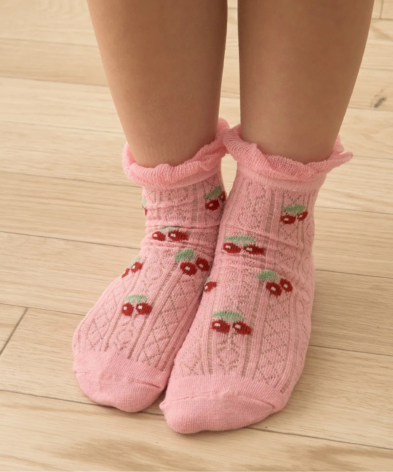 Носки с ажурным узором Spring Crew Socks, детские, хлопок, светло-розовый
