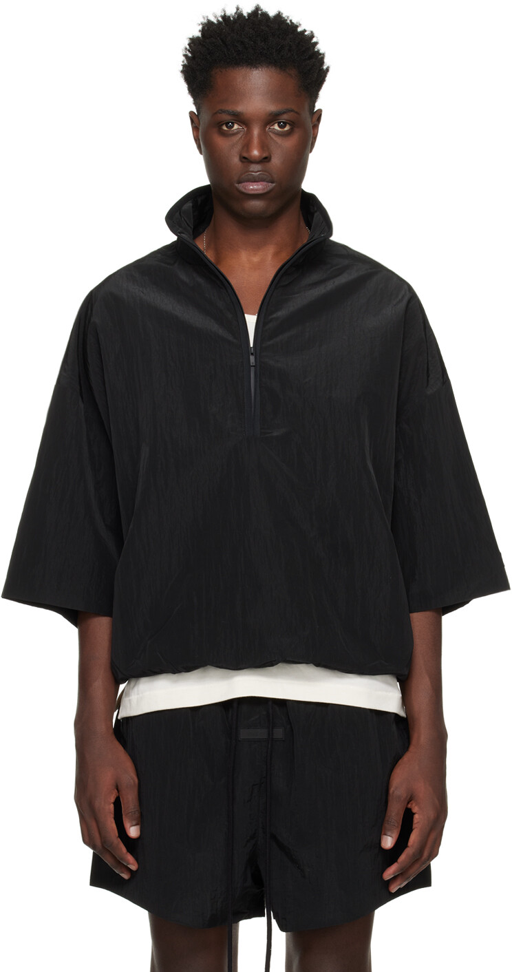 

Черная куртка на молнии до половины Fear Of God Essentials, цвет Jet black