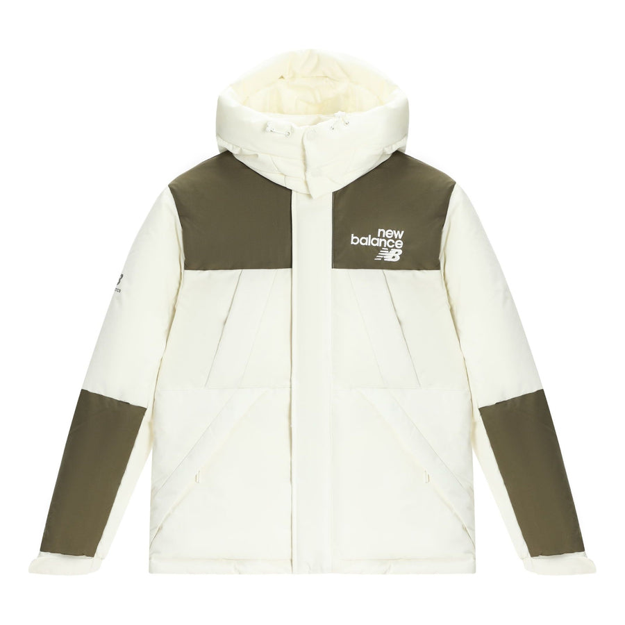 

Куртка New Balance Windproof Hooded Down Jacket 'White Olive Green', белый