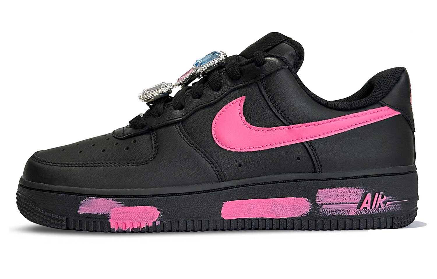 

Кроссовки Nike Air Force 1 Skateboarding Shoes Women's Low-top Black/blue/pink, черный