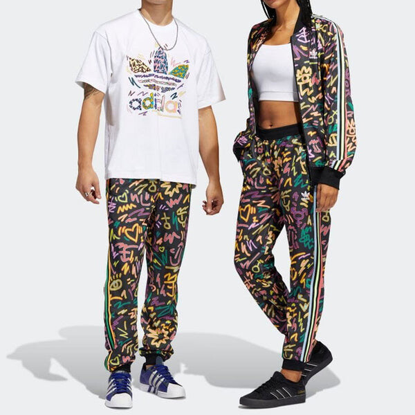 Брюки men's originals geometry pattern full print printing stripe casual pants/trousers multicolor Adidas, мультиколор — фото 2
