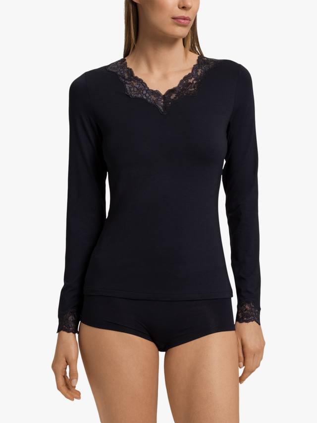 

Топ с длинными рукавами и кружевной отделкой Dana Hanro, 0019-black