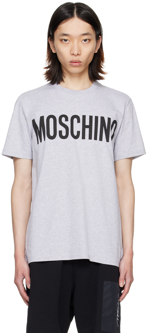 

Серая футболка с принтом Moschino