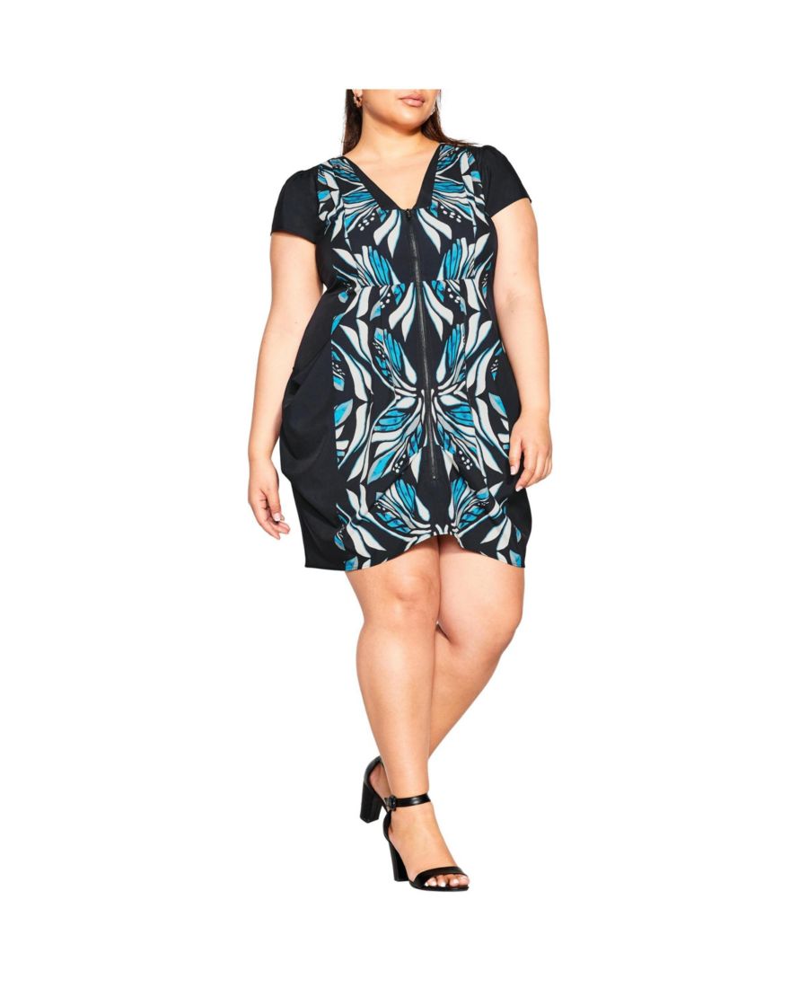 

Женская туника Nadia на молнии CITY CHIC, Teal/black mir flight, Черный, Женская туника Nadia на молнии CITY CHIC, Teal/black mir flight