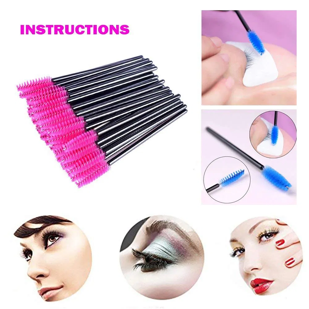 Набор из 50 одноразовых щеточек для ресниц Generic, Black-Pink — фото 4
