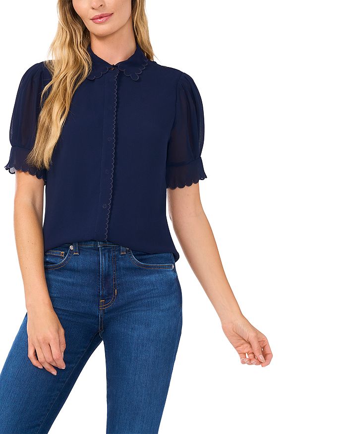 

Блуза с ажурными пуговицами спереди CeCe, синий