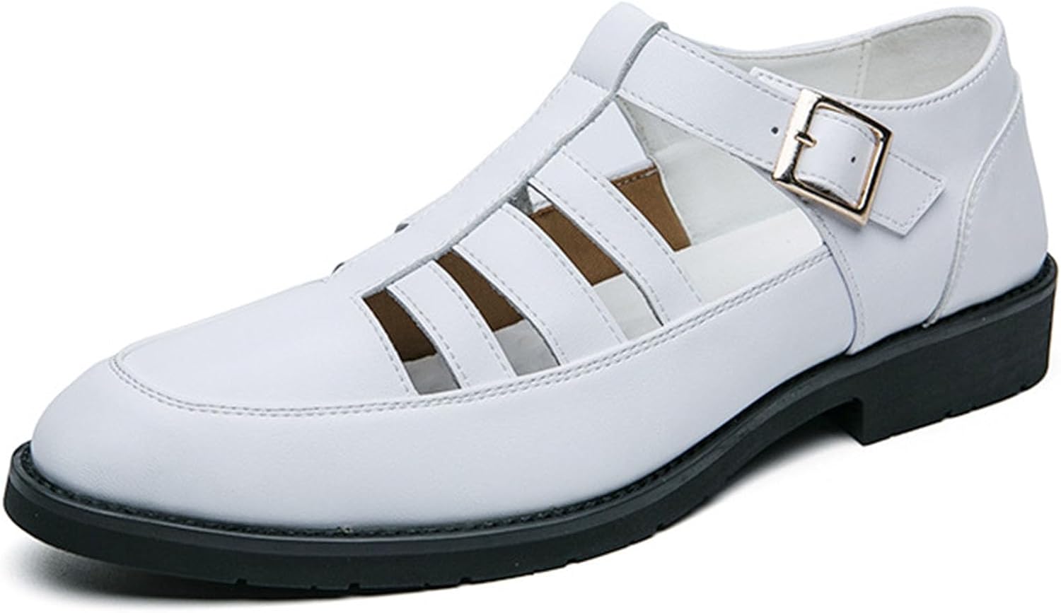 

Мужские сандалии Vannida с перфорацией для делового и повседневного использования, ретро стиль, закрытый носок, регулируемые спортивные сандалии-рыбацкие сандалии для улицы, белый