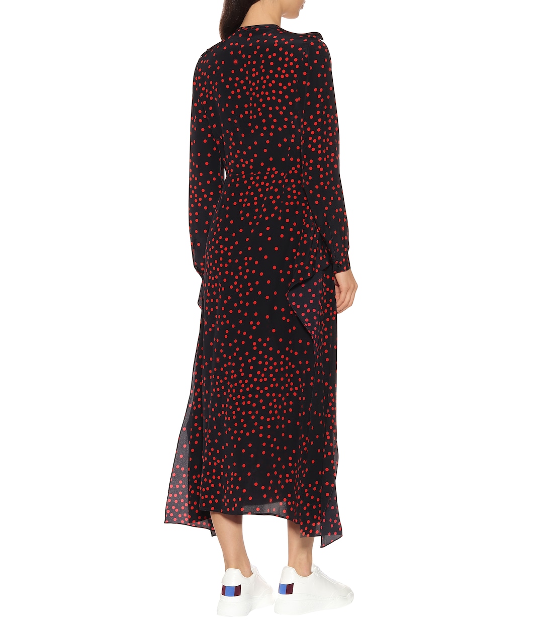 Длинное платье из шелкового крепа в горошек Stella McCartney, Ink+Vermillion — фото 3