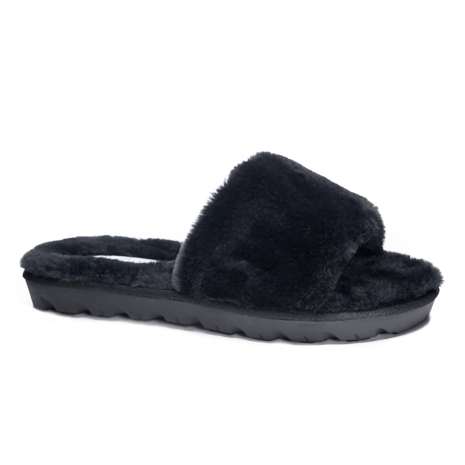 Женские шлепанцы Rally из искусственного меха черного цвета CHINESE LAUNDRY
