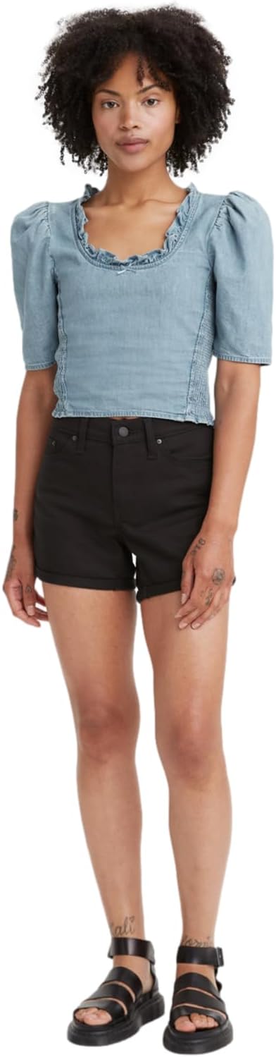 Женские шорты Levi's средней длины, мягкий, чисто-белый, размер 32, Black And Black — фото 4