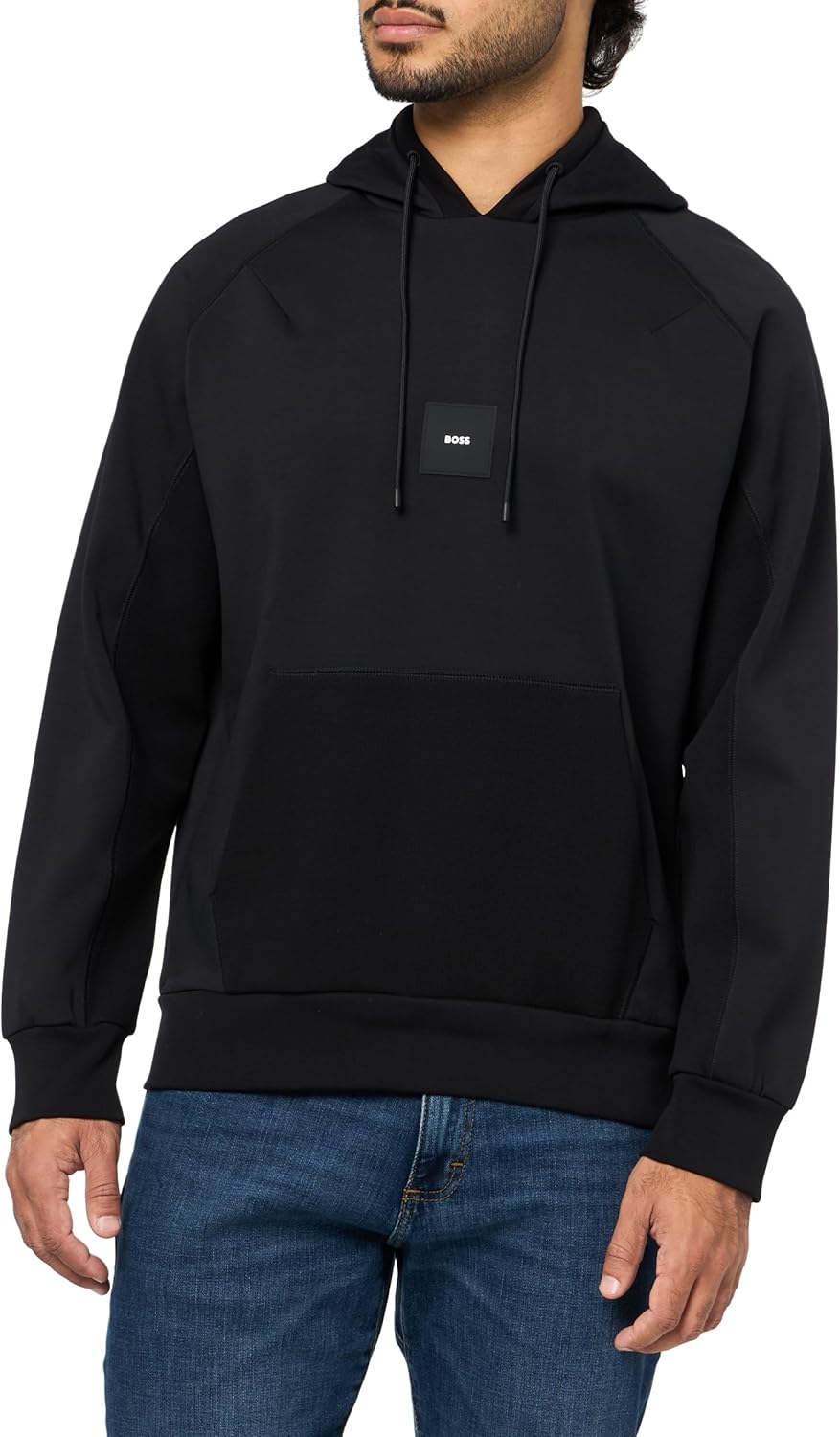 

Толстовка с капюшоном из хлопковой смеси с логотипом-значком BOSS, Black Carbon