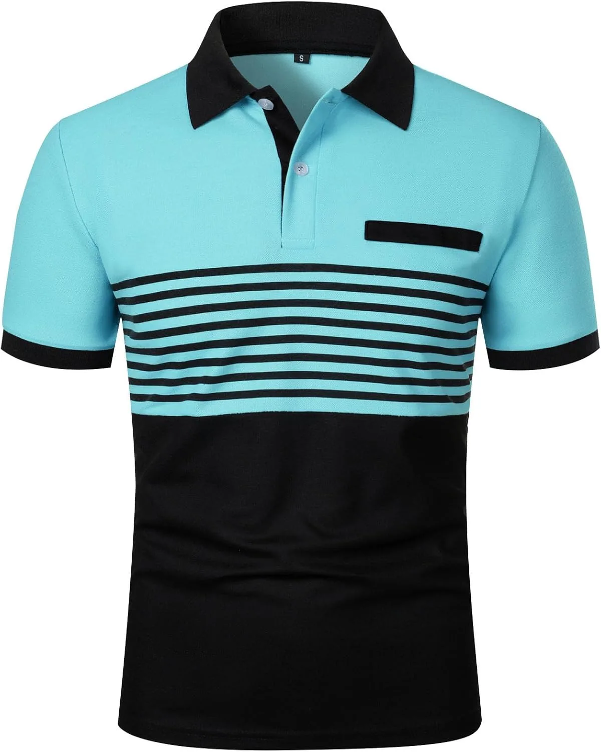 

Футболка-поло мужская с коротким рукавом, полоска и карман