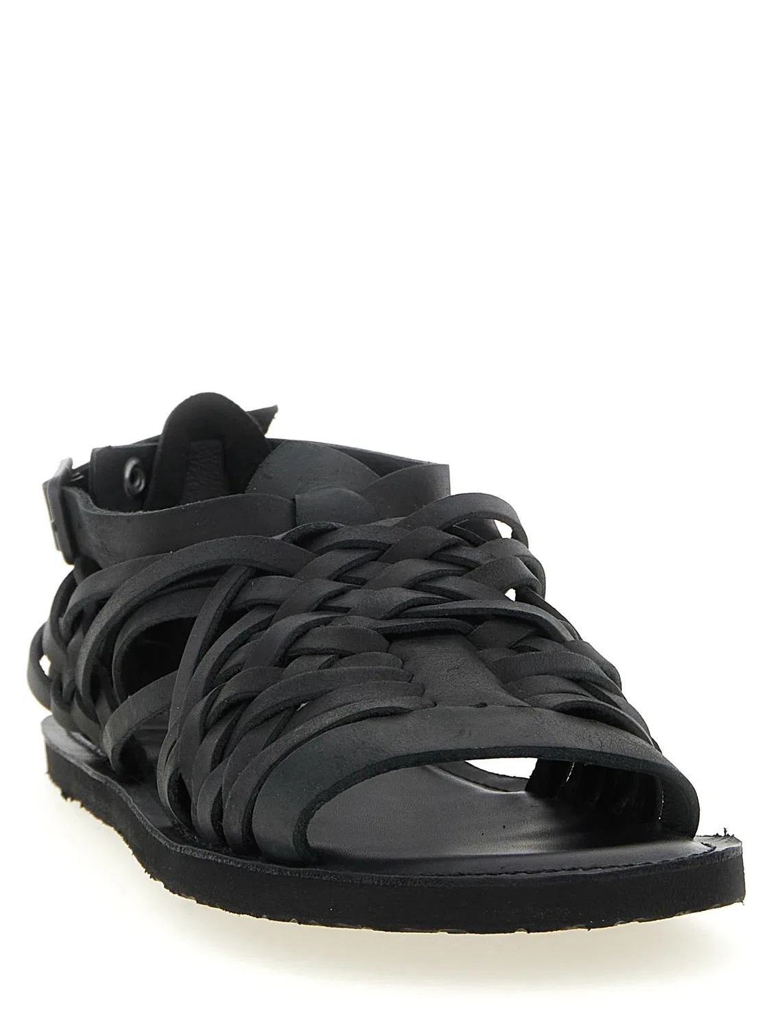 Плетеные кожаные сандалии Yohji Yamamoto, черный — фото 2