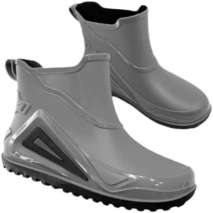 

Мужские короткие резиновые сапоги Hhhchpm, водонепроницаемые ПВХ для сада и дождливых дней, прочная повседневная обувь для мужчин, серый