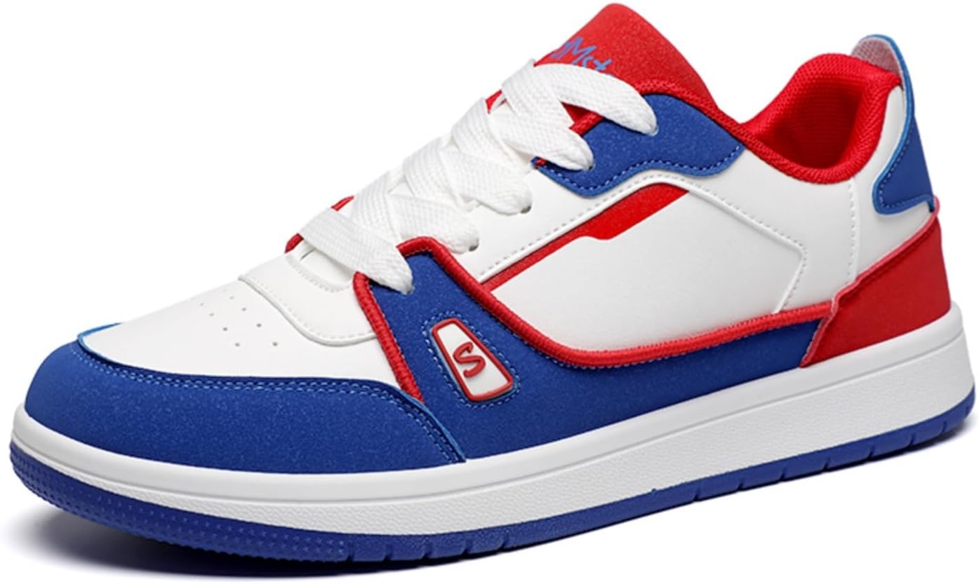 

Мужские кроссовки с низким верхом в стиле color block, ретро стильные повседневные обувь с дышащим верхом, модные шнурованные кроссовки для ежедневной носки и уличной моды Aokisx, белый/синий