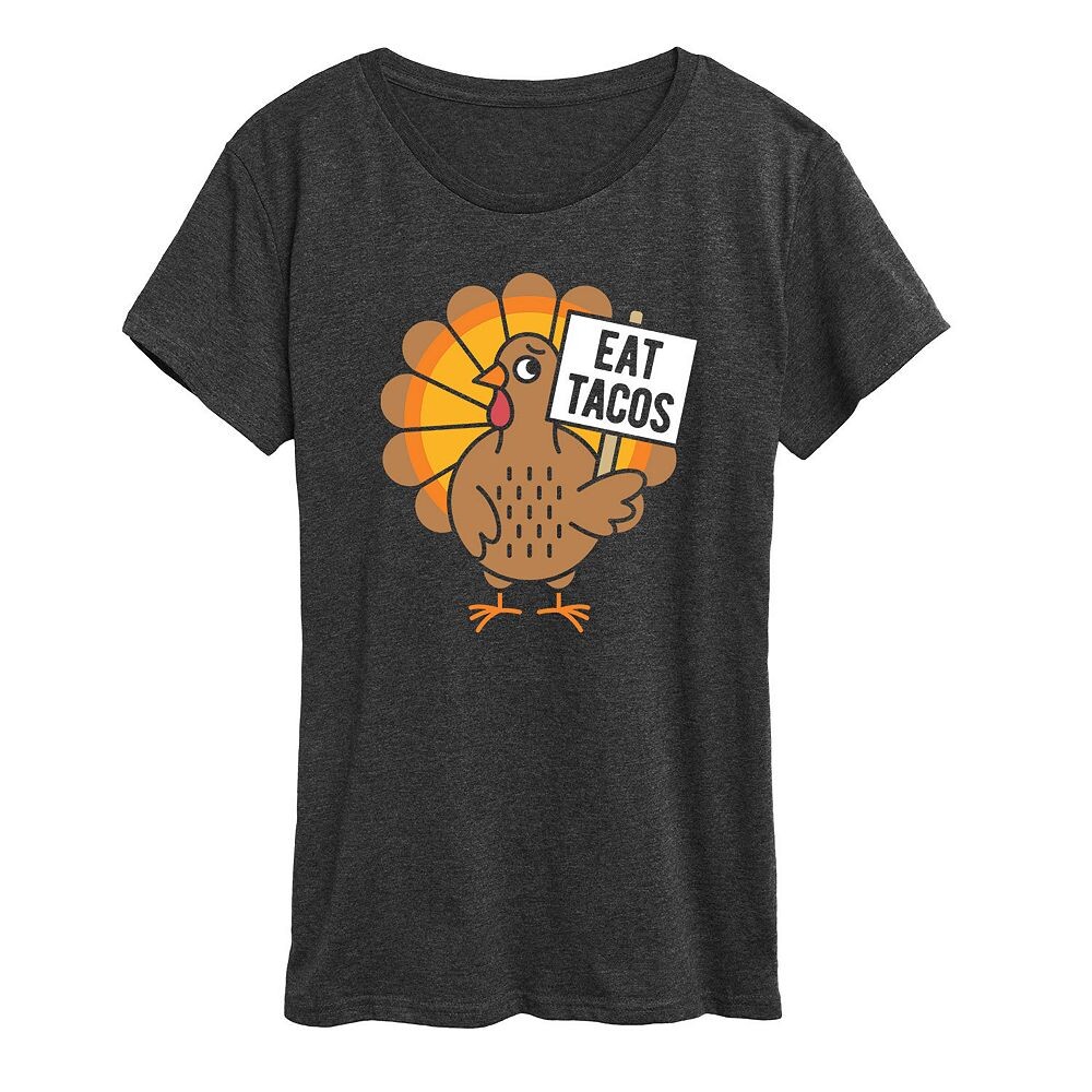 

Женская футболка с рисунком Eat Tacos Turkey Licensed Character, цвет Heather Gray