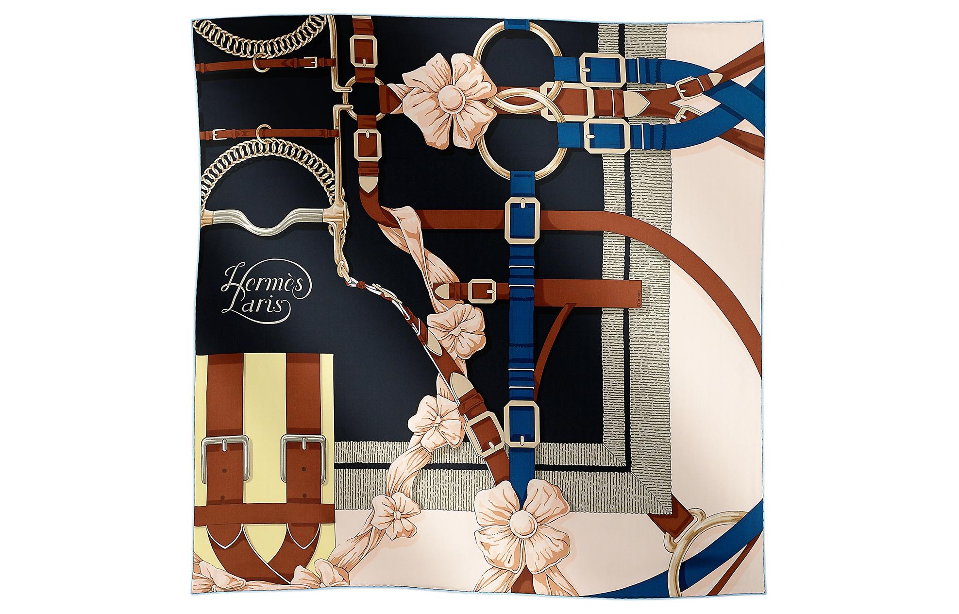 

HERMES Шёлковый шарф женский тёмно-синий, Dark Blue