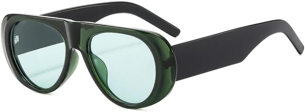 

Популярные модные женские солнцезащитные очки в стиле ретро, ​​сине-зеленые, с защитой от УФ-излучения UV400. Мужские модные солнцезащитные очки с широкими дужками SZVVBKK, Green Black Green