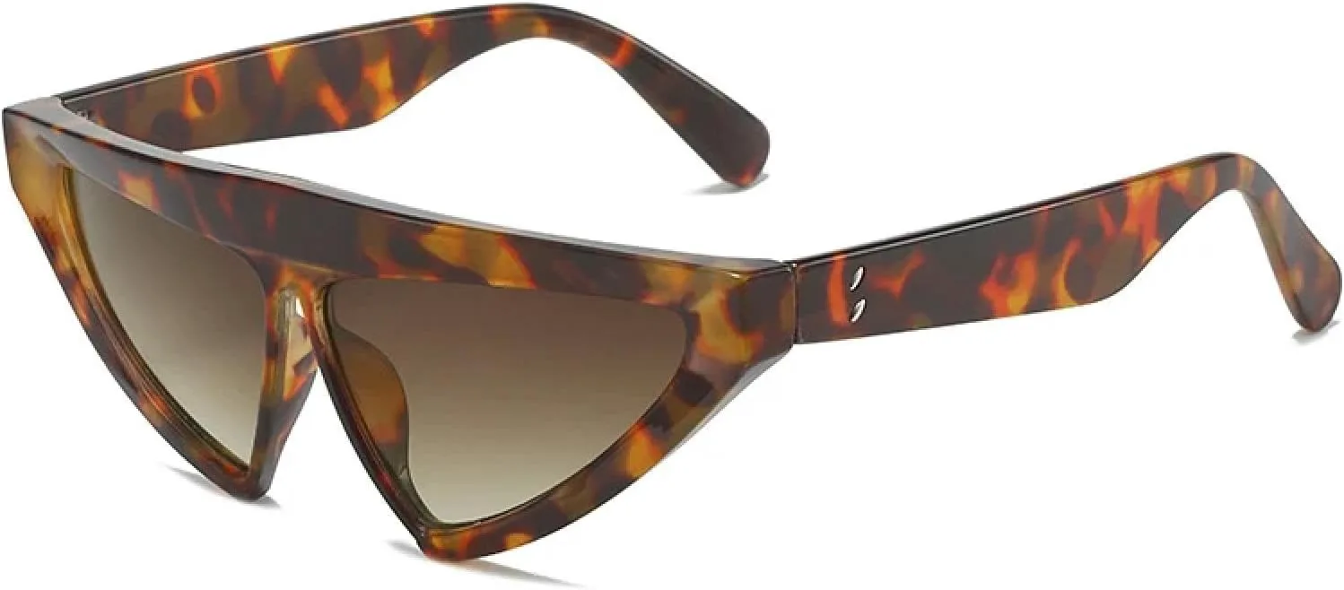 

Винтажные солнцезащитные очки «кошачий глаз» треугольной формы для женщин, модные, розовые, с защитой от УФ-излучения UV400, для мужчин HHZZYVY, Leopard Tea Gradient