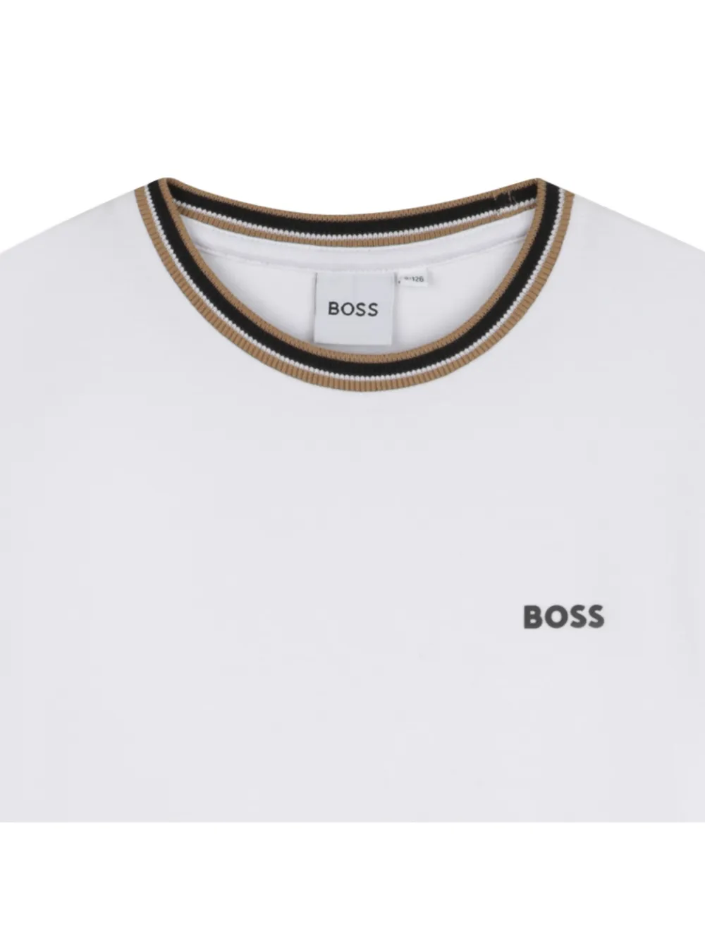 Футболка с контрастной отделкой BOSS Kidswear, белый — фото 3