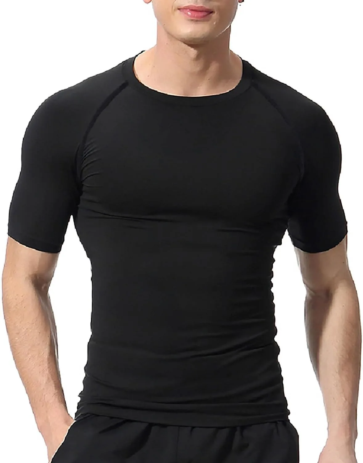 

Мужская компрессионная футболка Raglan с коротким рукавом для бодибилдинга