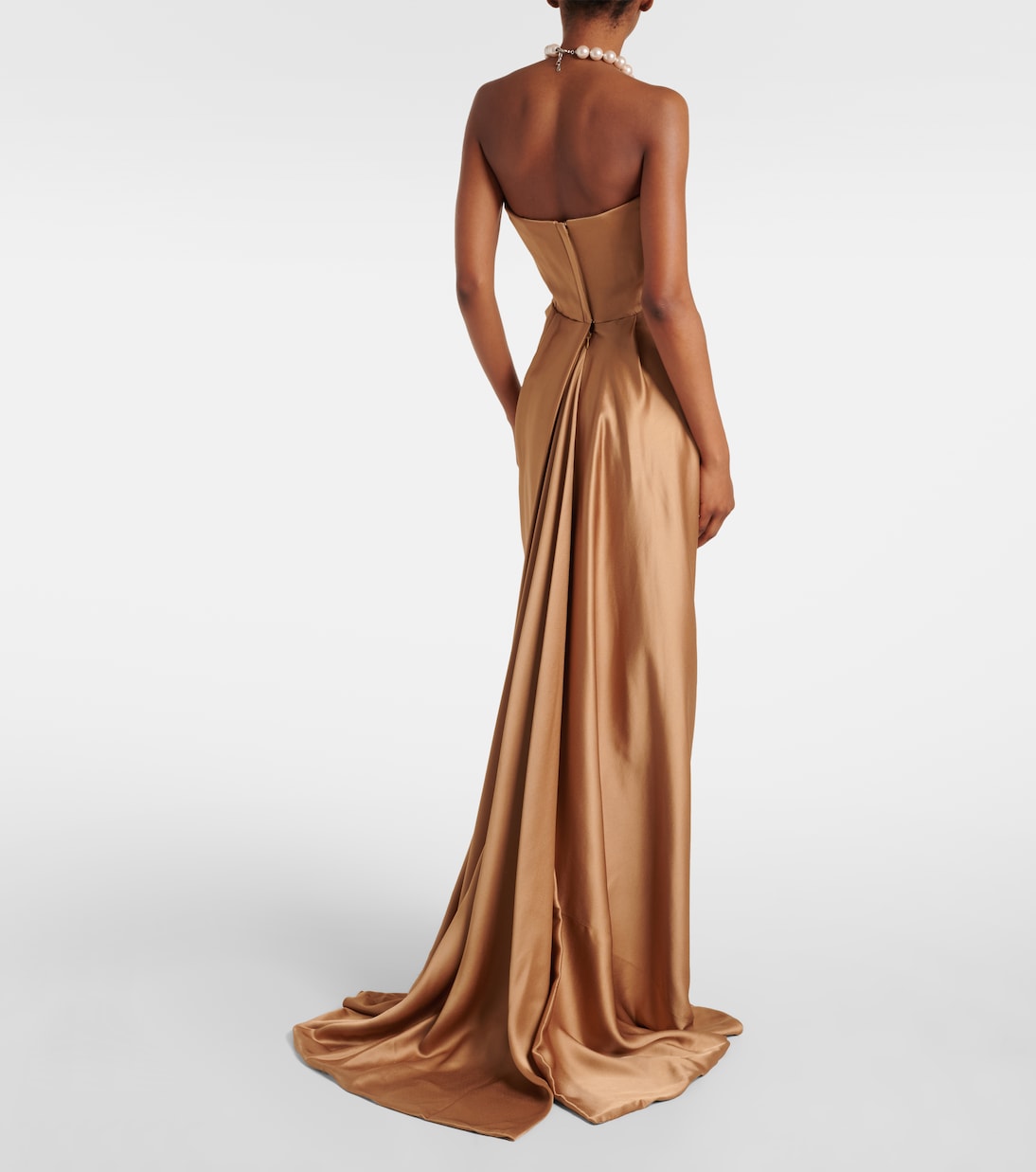 Платье-корсет без бретелек с атласным принтом Galaxyno Vivienne Westwood, Mocha — фото 3