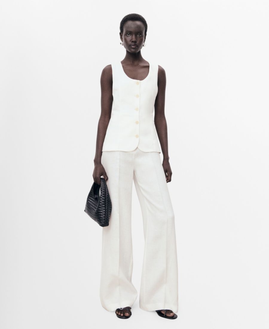 

Женский льняной комбинезон в стиле костюма MANGO, Off White