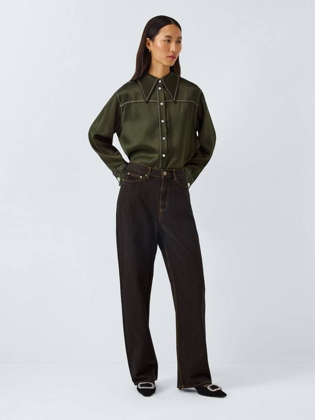 

расслабленные джинсы прямого кроя с высокой посадкой John Lewis x REJINA PYO, Brown Wash