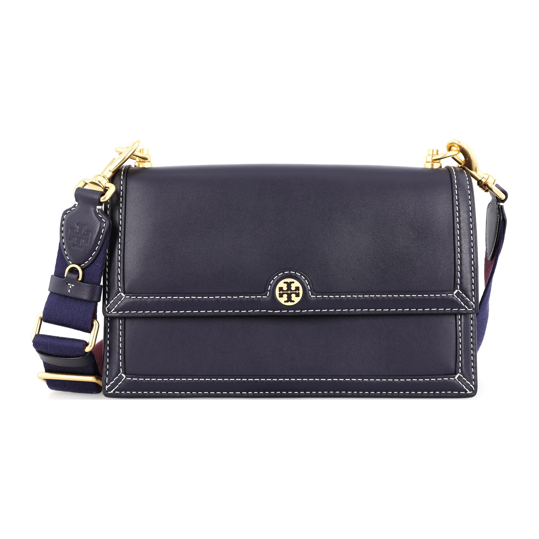 

TORY BURCH Сумка через плечо с монограммой T, кожаная, обычная, женская, темно-синяя