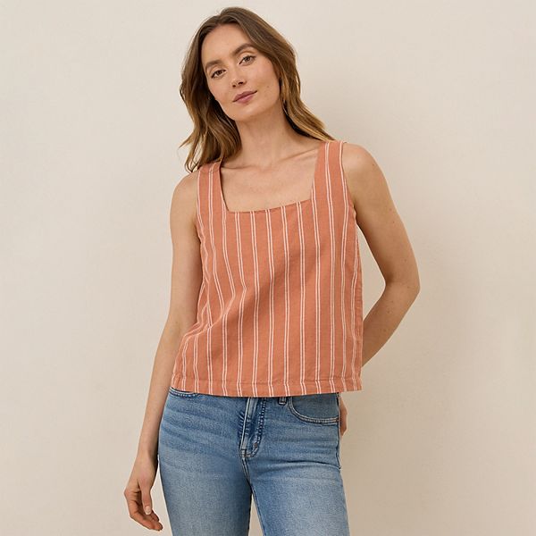 

Топ с квадратным вырезом из смесового льна с органическим хлопком Pact, Hermosa Stripe