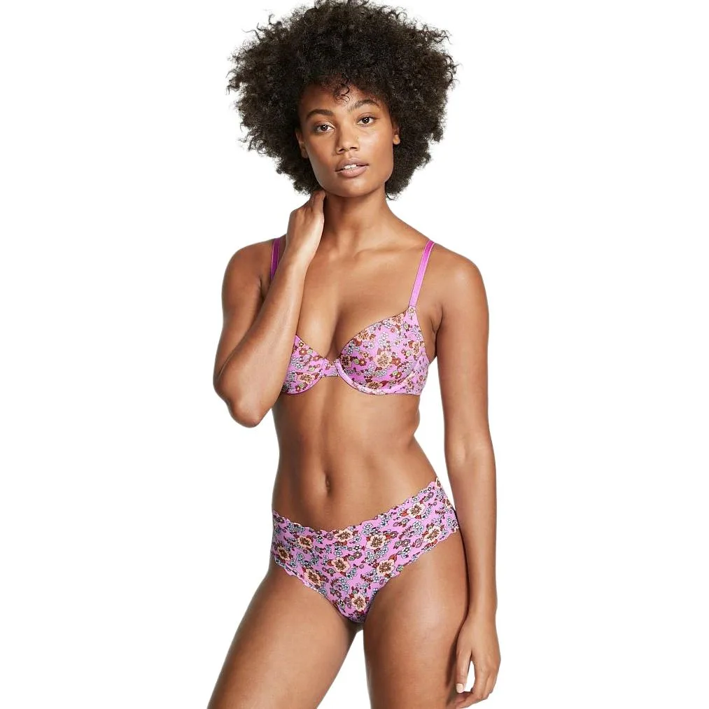 Victoria's Secret Бюстгальтер женский с цветочным принтом в ягодно-розовом цвете — фото 3