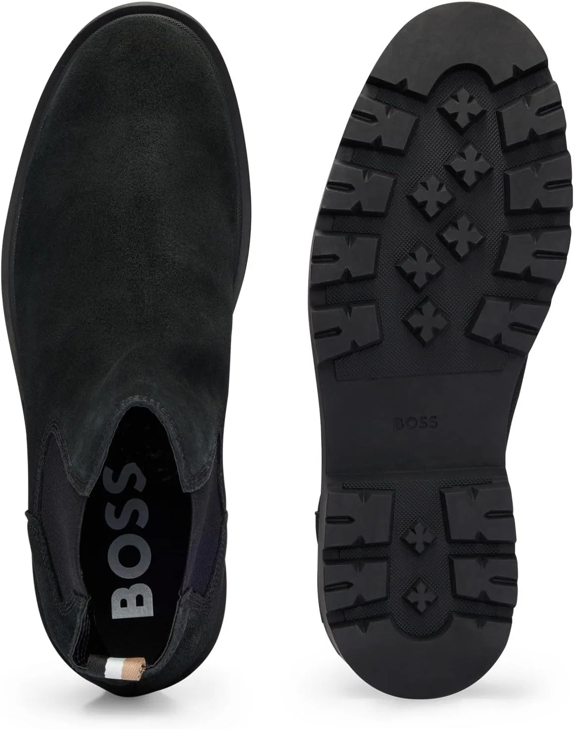 Мужские ботинки BOSS Adley Cheb Chelsea из замши с фирменной полосой, размер, Black — фото 4