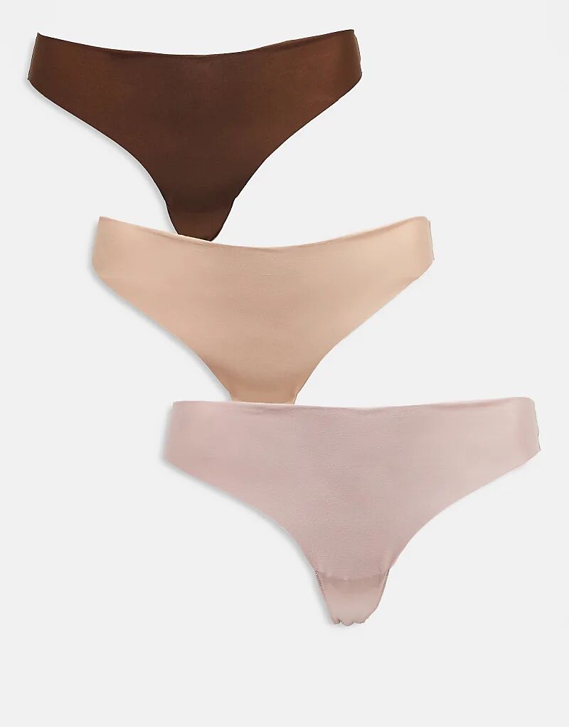 

Набор из 3 трусиков-стрингов Curve без VPL в нейтральных тонах от ASOS DESIGN Asos Curve