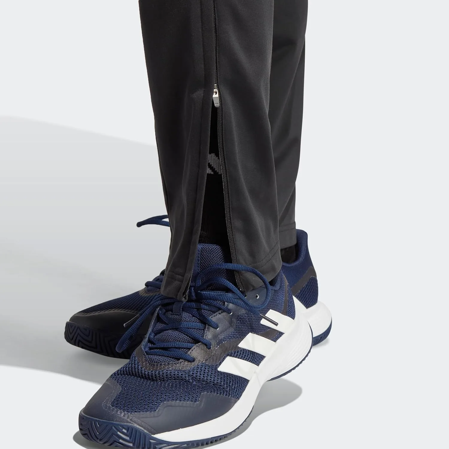 Мужские вязаные теннисные брюки Adidas с тремя полосками, черный — фото 3