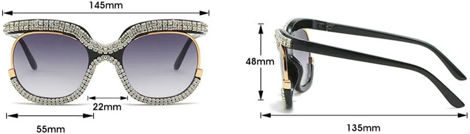 

Женские солнцезащитные очки со стразами, модные, в крупной оправе, с бриллиантами, большие очки с кристаллами, защита от ультрафиолета UV400 TKKTLLT, C2leoaprd-brown