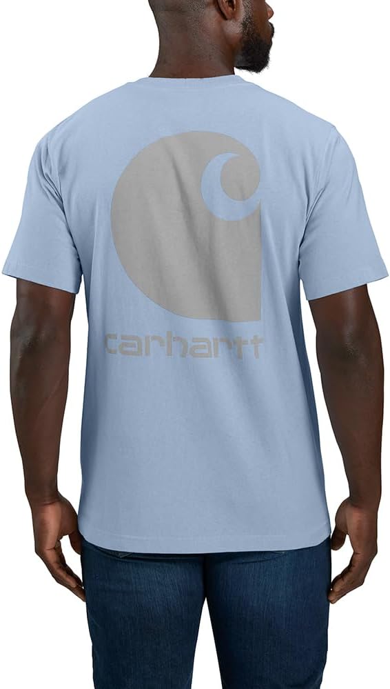 

Футболка Carhartt с карманом и принтом, Relaxed Fit, Heavyweight, короткий рукав, Fog Blue