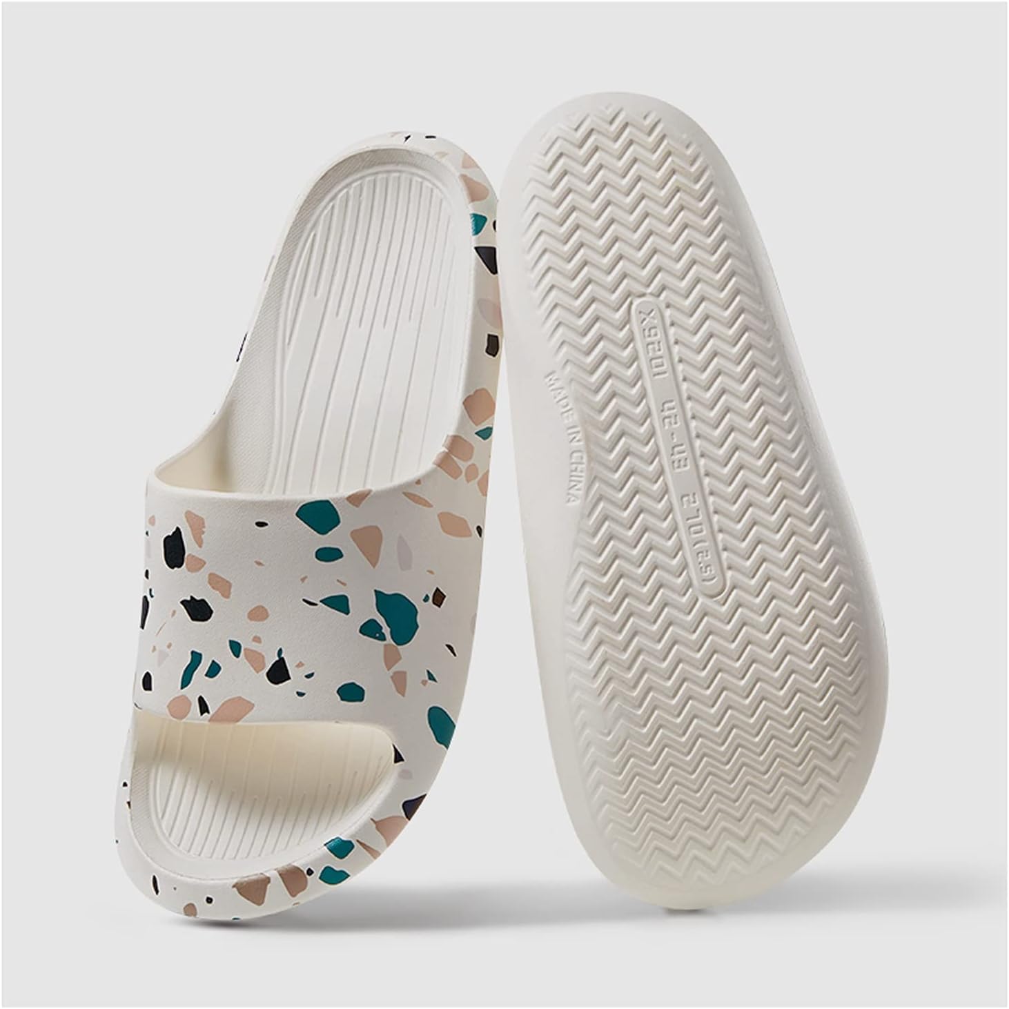 

Мужские тапочки для ванной с текстурой мрамора, шлепанцы с мягкой пеной на подошве, нескользящие открытые тапочки EVA на платформе, летние шлепанцы для душа для дома и улицы (Цвет: черный, Размер Sunesa