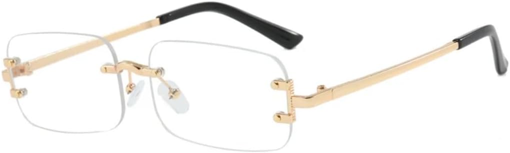 

Прямоугольные солнцезащитные очки без оправы, модные, для мужчин и женщин, маленькие, стильные, для лета и отдыха на природе, защита от УФ-излучения UV400 VVTWSSW, Gold Clear