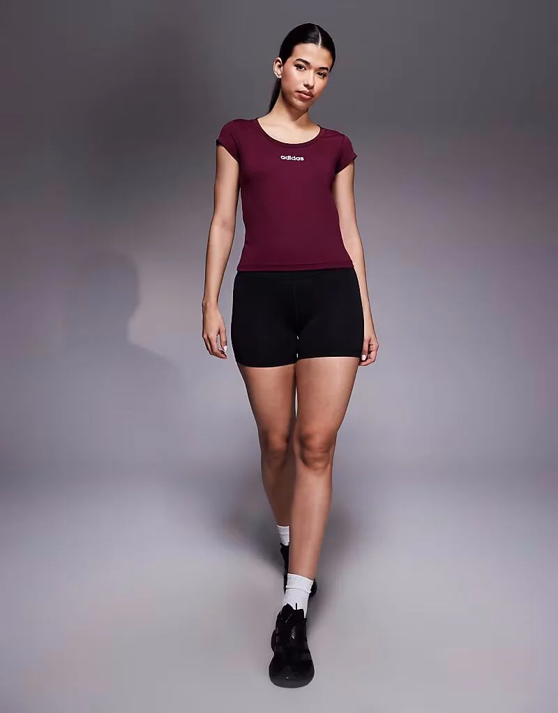 Adidas performance Детская футболка Adidas Training Hyperglam бордового цвета — фото 3