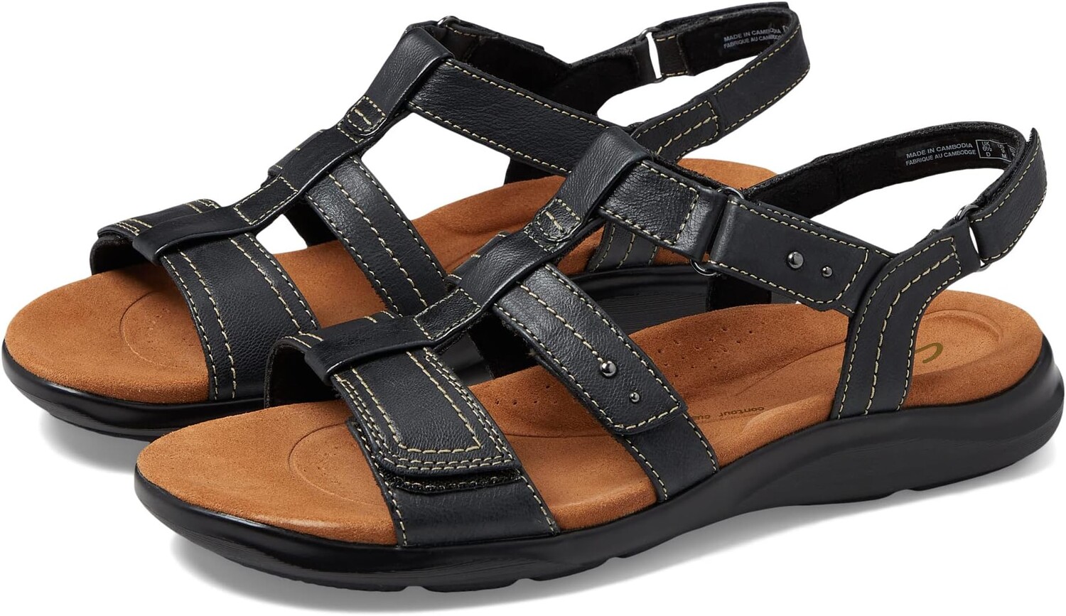 

Сандалии на плоской подошве Kitly Step Clarks, цвет Black/Black Leather