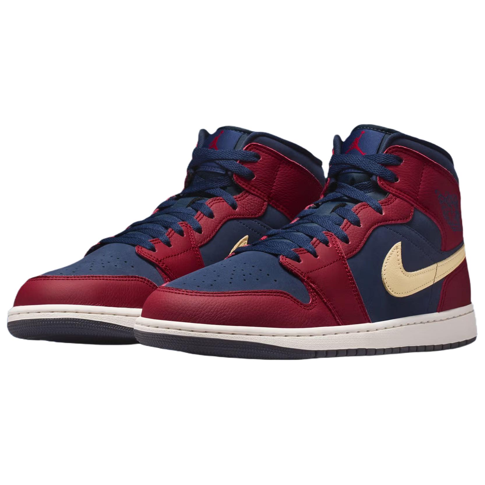 Jordan Кроссовки Air 1 Mid top Vintage Basketball Shoes Unisex Red Blue — фото 4