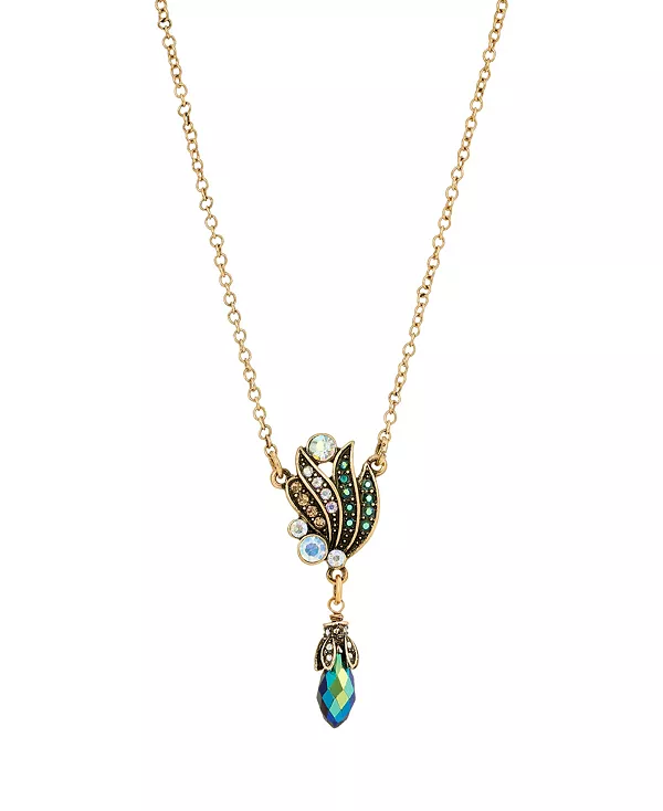 

Ожерелье с подвеской в виде стеклянного многослойного лепестка 2028, multi