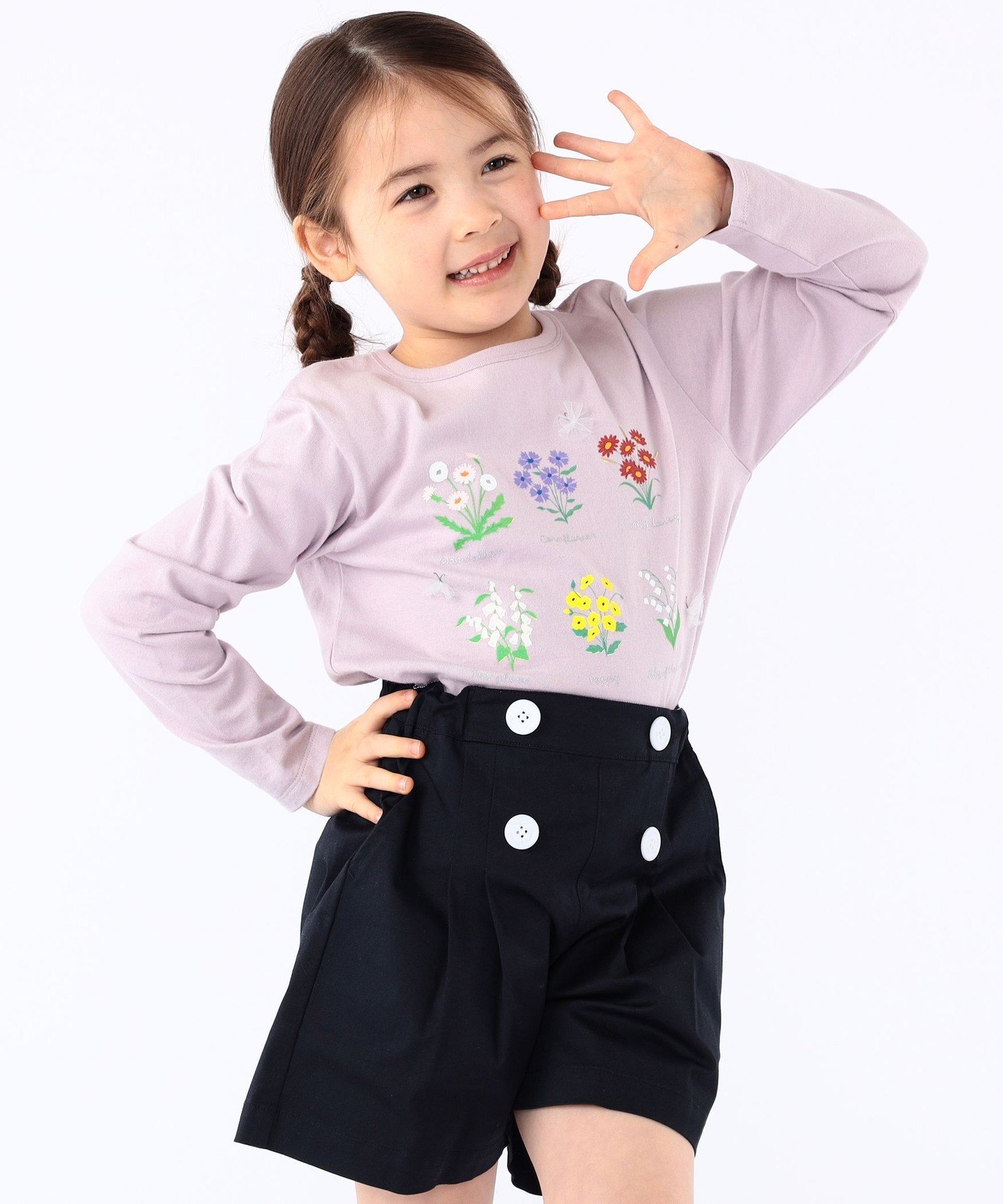 Детская футболка с длинным рукавом "Цветочная книга": 100~130 см SHIPS KIDS, Light Pink — фото 3