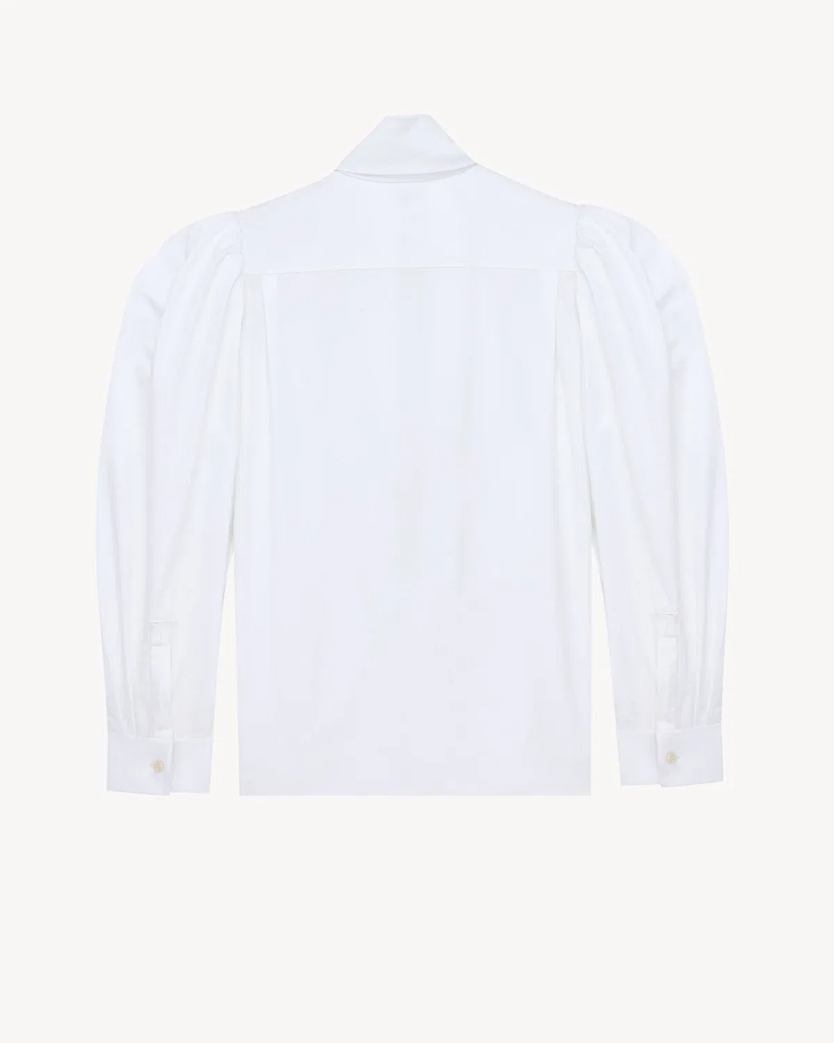 Блуза с рукавами-буфами из хлопкового поплина SAINT LAURENT, белый — фото 4