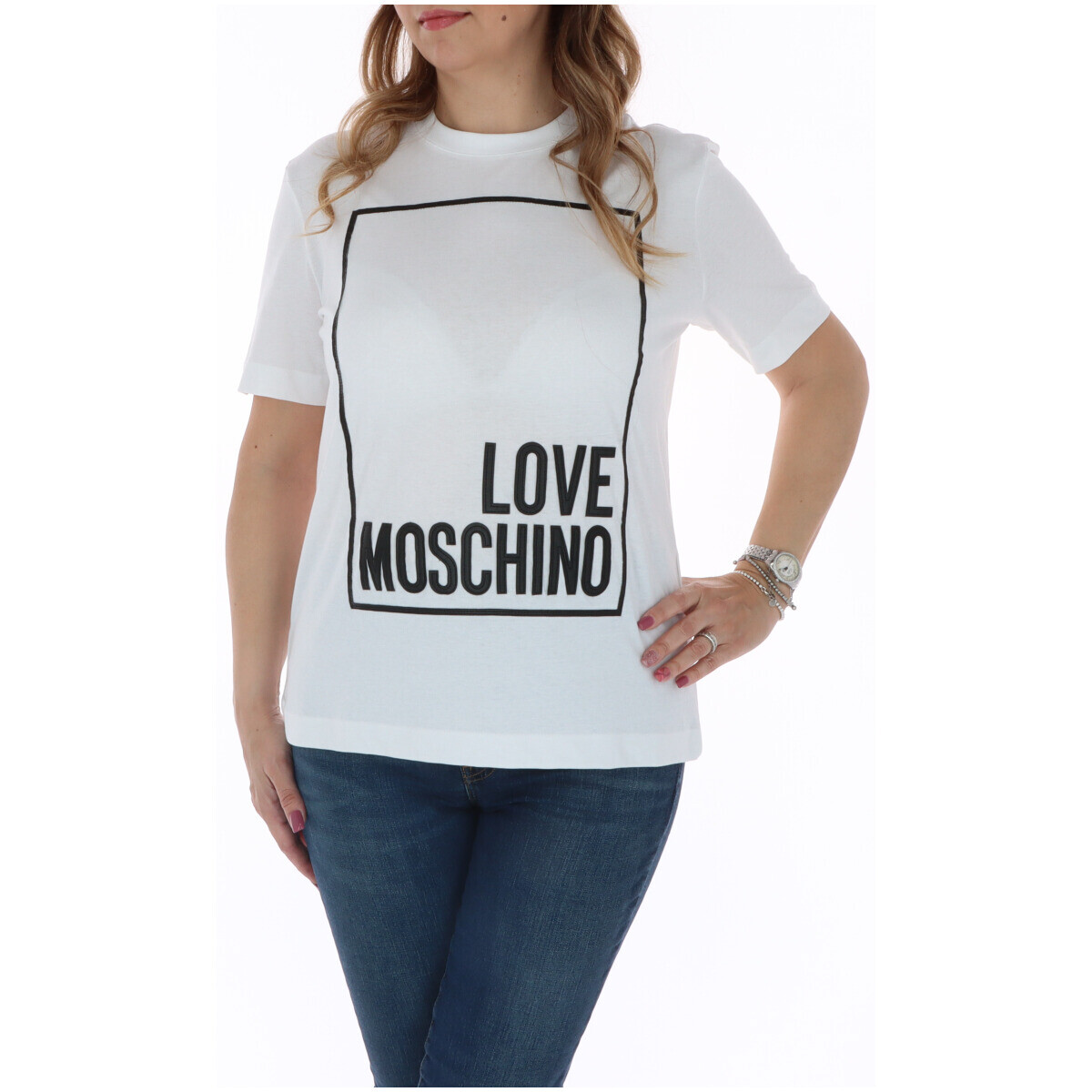

Футболка женская Love Moschino хлопковая с принтом, белый