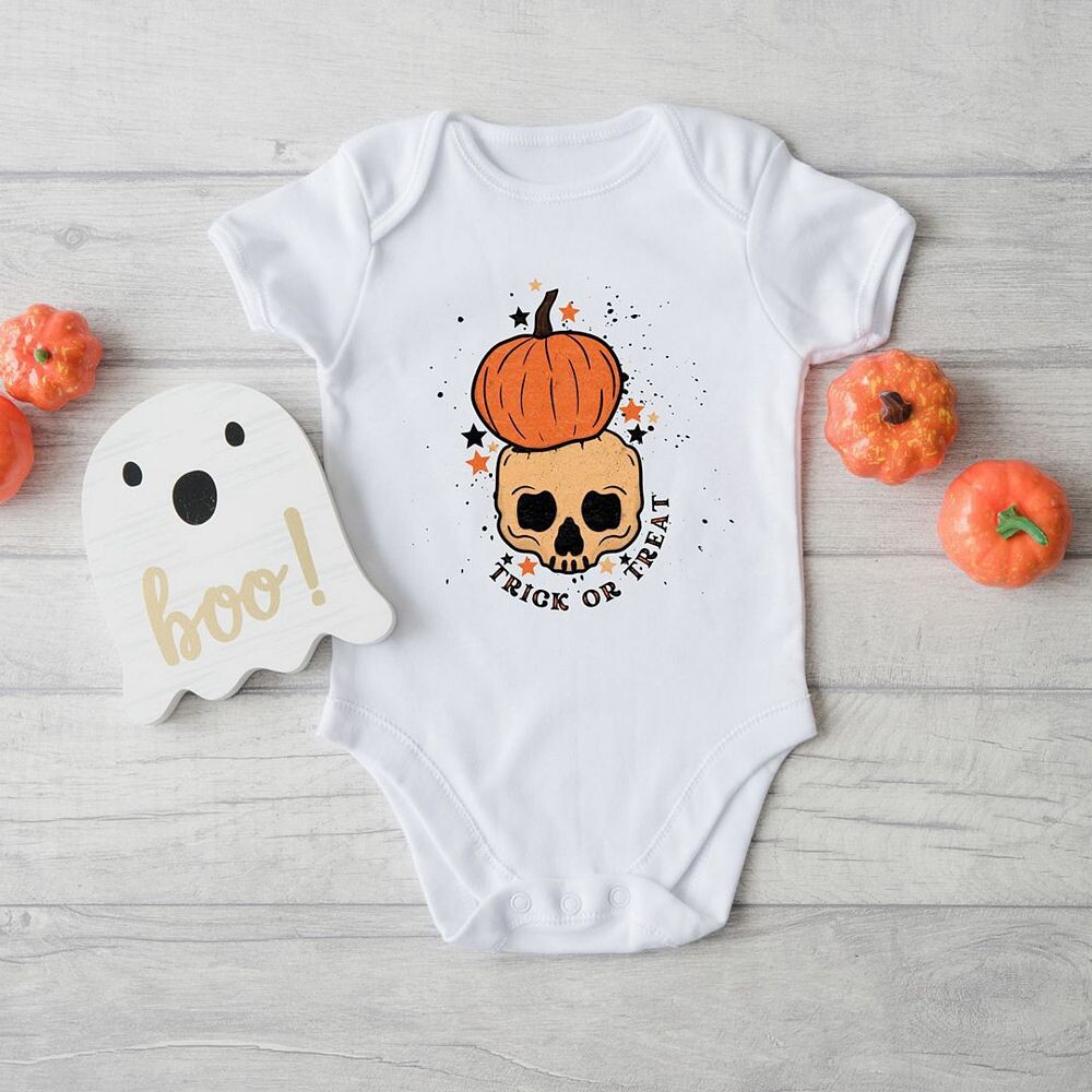 Детское боди с черепом Trick Or Treat The Juniper Shop, цвет Heather Grey — фото 2